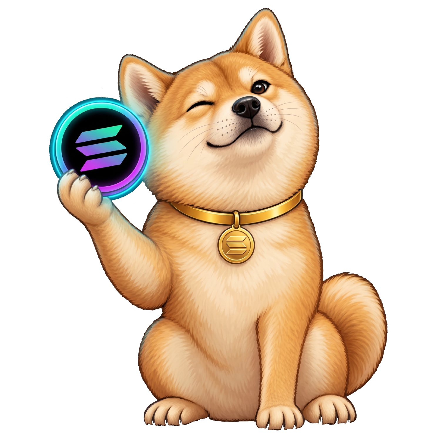 Doge holding a Solana coin